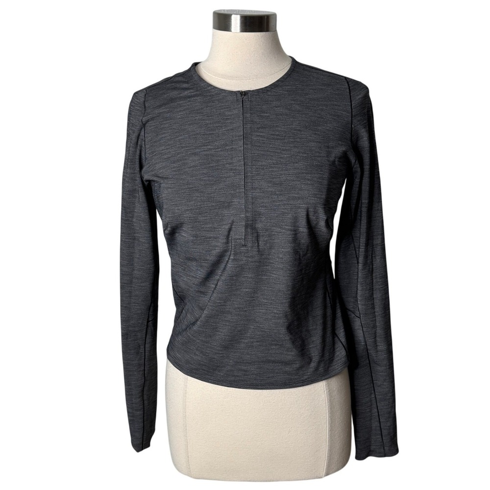 Lululemon Reykur Long Sleeve Heathered Charcoal Gray Athletic Top Womens 8